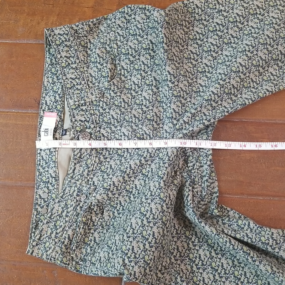 Cabi Womens Ditsy Olive Green Stretch Skinny Jean's Size 4 - Picture 3 of 13